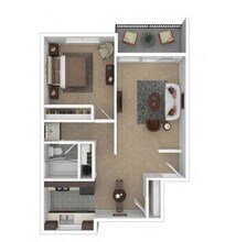 One Bedroom One Bath 18C 18C floor plan